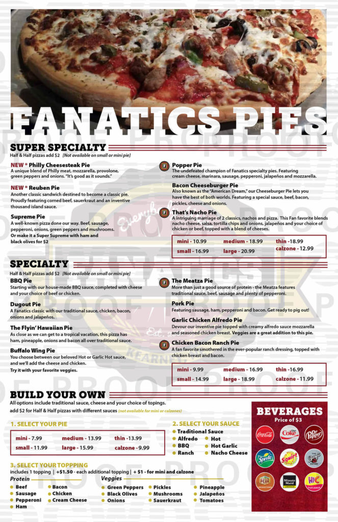 Our Menu Fanatics Fanatics