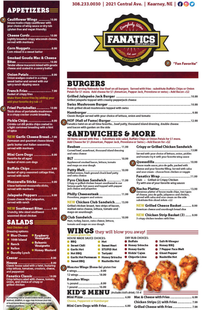 Our Menu Fanatics Fanatics